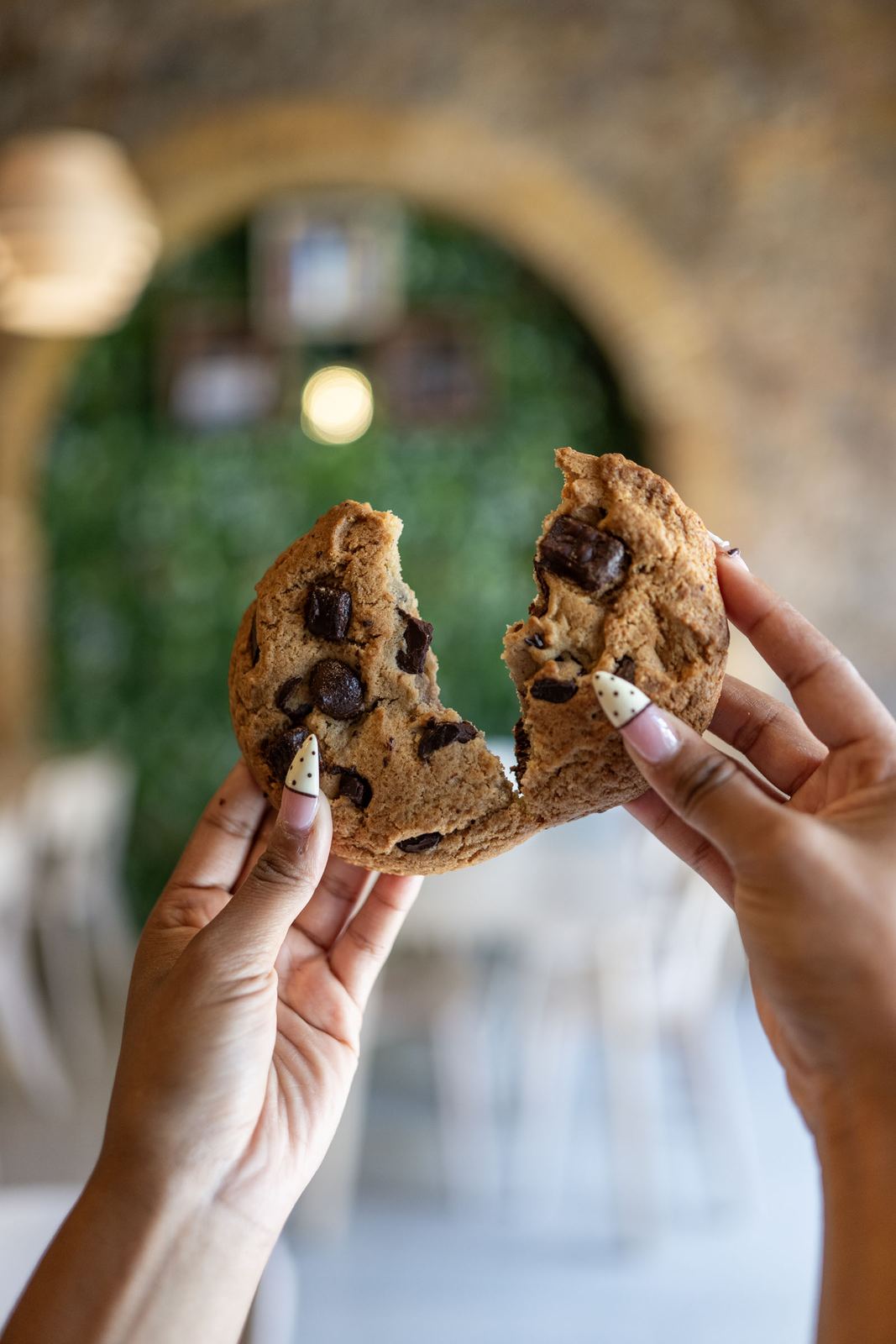 A cookie broken in half